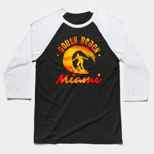 South Beach Miami Surfer Baseball T-Shirt